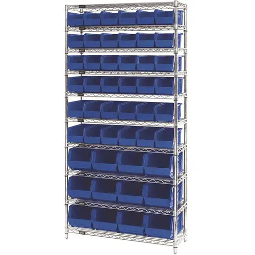 Giant Open Hopper 36 in. x 14 in. x 74 in. Wire Chrome Heavy-Duty 10-Tier Industrial Shelving Unit