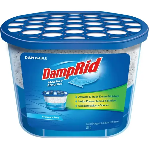 DampRid FG100 Fragrance-Free Disposable Moisture Absorber, 10.5 oz Tub, Solid Off-White/White