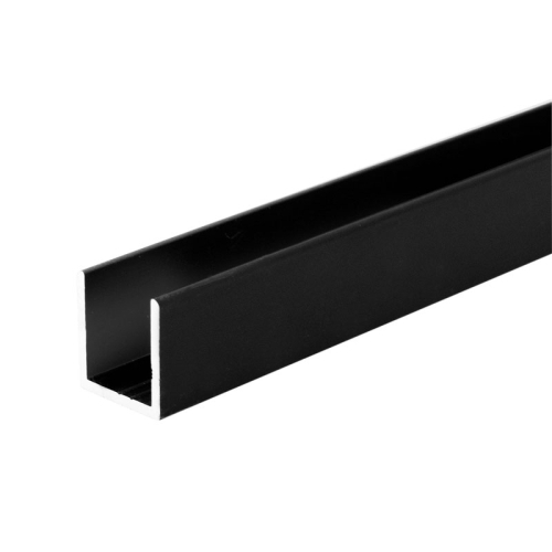 1" x 1" U-Channel - Matte Black Anodized  95" Length - pack of 50