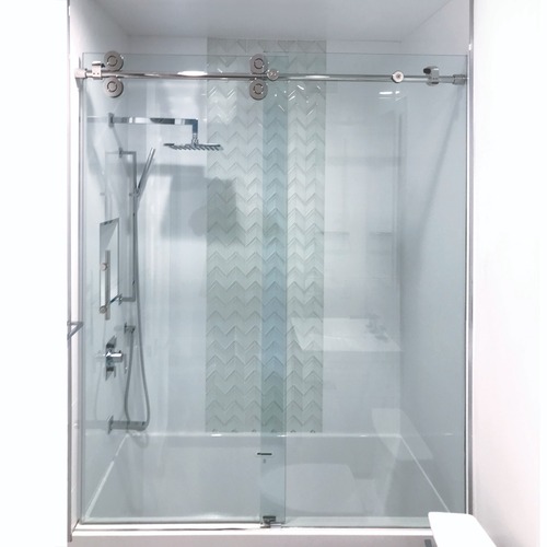 FHC CW78BS FHC Clearwater Series Sliding Shower Door System for 3/8" or