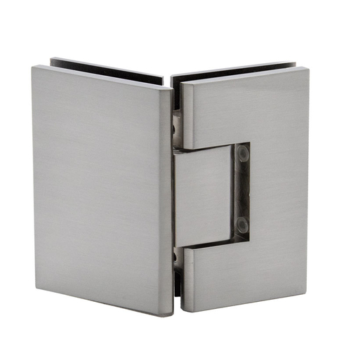 Venice Square 5 Degree Positive Close Glass To Glass 135 Degree Hinge - Brushed Nickel