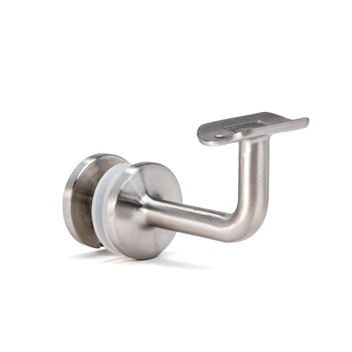 Glass Mounted Bracket - Fixed Sweep - For 1.5" Diameter Handrail - Brushed Stainless