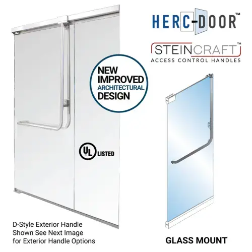 Top Latching Panic Exit Device "X" Exterior Short Height Pull Handle RHR Swing 3 Top Glass Mount Exterior Keyed Access - Matte Black Finish