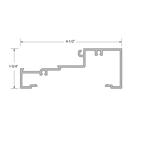 FHC 6953CA Aluminum 1-3/4" x 4-1/2" Center Glaze Horizontal - 24'-1" Length - Clear Anodized