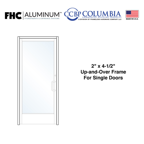 FHC F2FSCTSA 2" x 4-1/2" Up and Over Frame for Single Doors Prepped for Center Hung Application and No Closer - Threshold Included - Satin Anodized - Standard Size / Hardware Prep