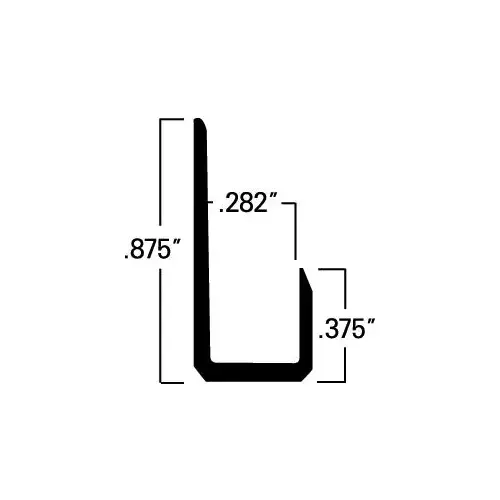 J-Bar 1/4" Glass Standard Mirror Channel - Non-Punched - Black Bronze Anodized  4" Sample