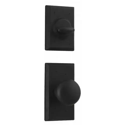 Wexford Interior Single Cylinder Handleset Trim for Aspen with Adjustable Latch and Round Corner Strikes Black Finish