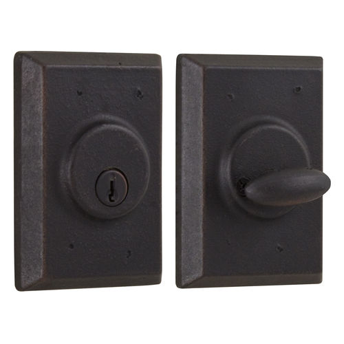 Square Single Cylinder Deadbolt with Adjustable Latch and Deadbolt Strike Oil Rubbed Bronze Finish