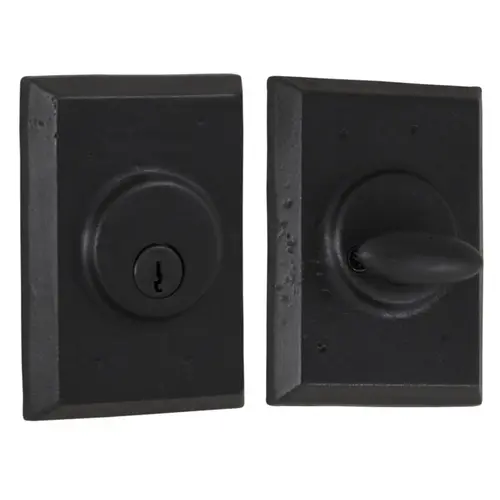 Square Single Cylinder Deadbolt with Adjustable Latch and Deadbolt Strike Black Finish