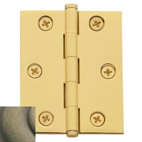 2-1/2" x 2" Cabinet Square Hinge Antique Brass Finish Pair