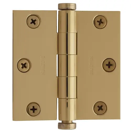 Square Corner Hinge, Lifetime PVD Polished Brass