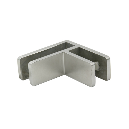 FHC SC90BS Stabilizing Glass Clamp 90 Degree Glass-to-Glass 1/2"-9/16" Glass - Brushed Stainless