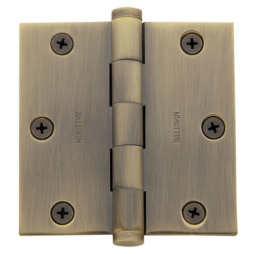 Square Corner Hinge, Satin Brass & Black