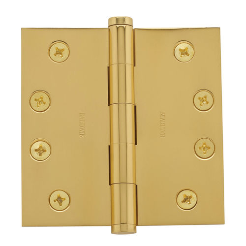 Square Corner Hinge, Lifetime PVD Polished Brass