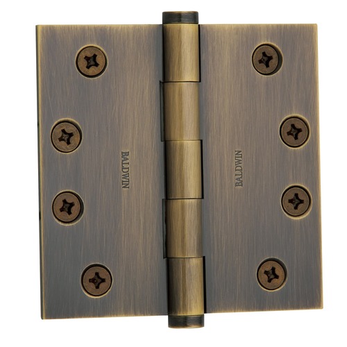 Square Corner Hinge, Satin Brass & Black