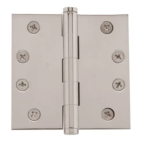 Square Corner Hinge, Lifetime PVD Polished Nickel