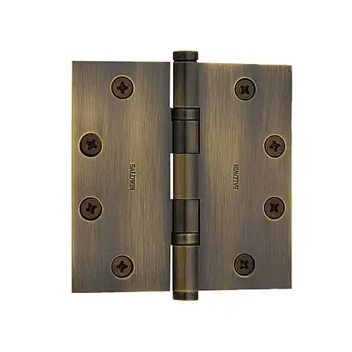 4" x 4" Ball Bearing Mortise Square Hinge Antique Brass Finish