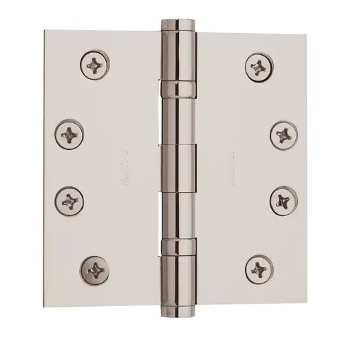 4" x 4" Ball Bearing Mortise Square Hinge Lifetime Bright Nickel Finish