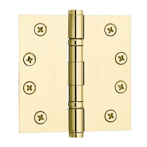 4" x 4" Ball Bearing Mortise Square Hinge Unlacquered Brass Finish