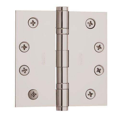 4" x 4" Ball Bearing Mortise Square Hinge Non-Removable Pin Lifetime Bright Nickel Finish