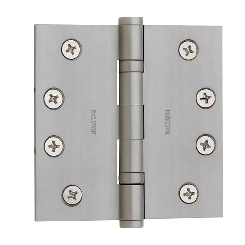 4" x 4" Ball Bearing Mortise Square Hinge Non-Removable Pin Lifetime Satin Nickel Finish