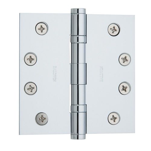 4" x 4" Ball Bearing Mortise Square Hinge Non-Removable Pin Bright Chrome Finish