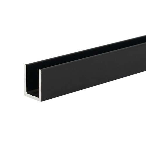 Classic U-Channel 1/2" Glass- Matte Black  12" Length