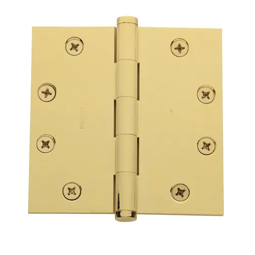 Square Corner Hinge, Lifetime PVD Polished Brass