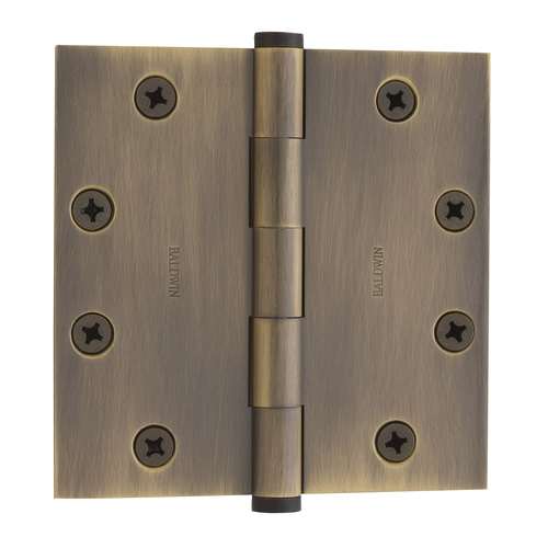 4-1/2" x 4-1/2" Mortise Square Hinge Antique Brass Finish