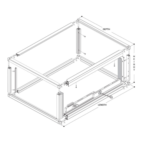 Clover Showcase 7031 Series Frame with Full Frame Doors and Lock Hole - 1628 Angle 36"W - Satin Anodized
