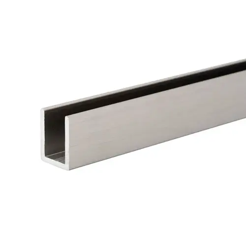 Classic U-Channel for 1/2" Glass - Brushed Nickel  12" Length