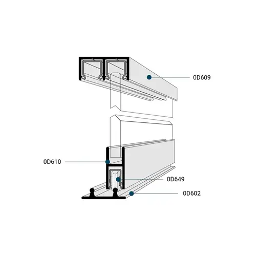 Low Profile Track Assembly 0D609 Upper/0D602 Lower with Steel Ball Bearing Wheels Brite Anodized 144" Length