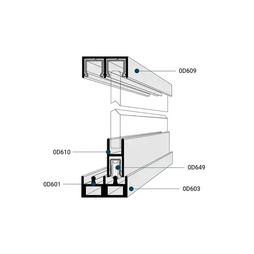 Premium Track Assembly 0D609 Upper/0D603 Lower with Steel Ball Bearing Wheels Brite Anodized 144" Length