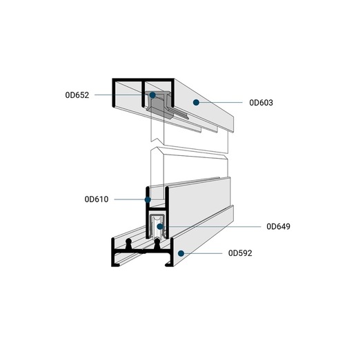 Classic Track Assembly 0D603 Upper with Guides 0D592 Lower with Steel Ball Bearing Wheels Brite Anodized 144" Length