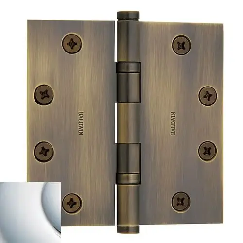 4-1/2" x 4-1/2" Ball Bearing Mortise Square Hinge Bright Chrome Finish