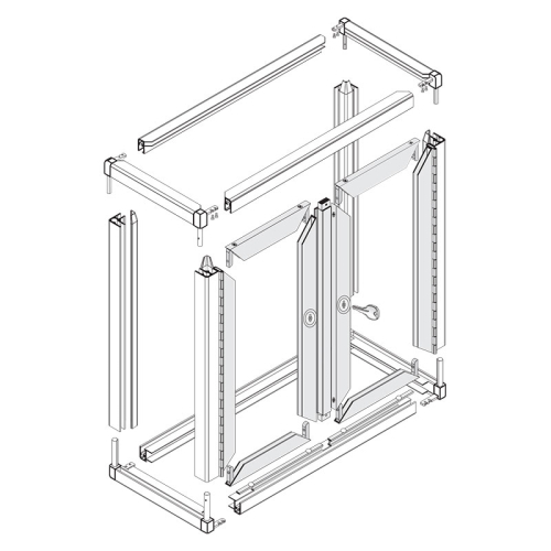 Avalon Showcase 4043 Series Frame with Double Hinged Doors and Lock Hole Only - Satin Anodized