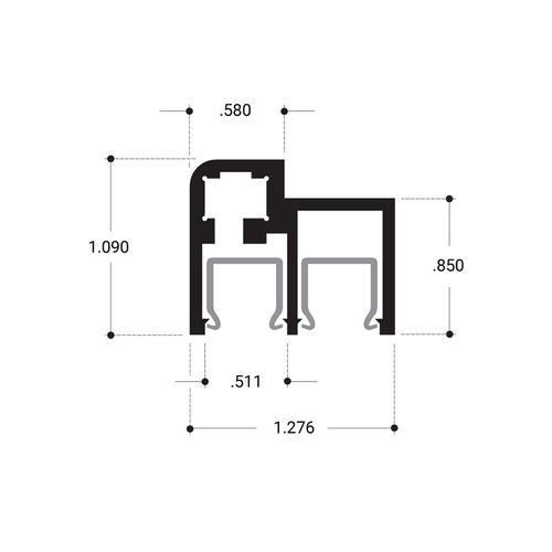 Sliding Door Top Rail Aluminum Extrusion - Brite Anodized  36" Stock Length - pack of 4