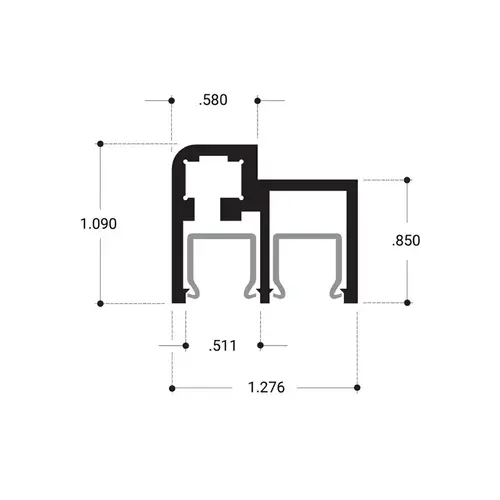 Sliding Door Top Rail Aluminum Extrusion - Brite Anodized 144" Length