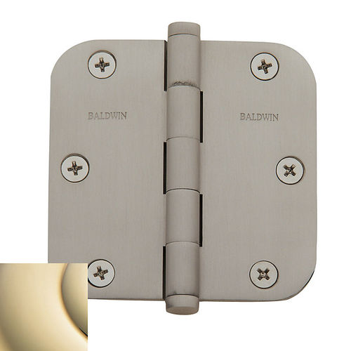 5/8" Radius Corner Hinge, Lifetime PVD Polished Brass