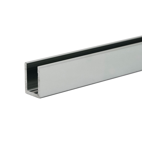 Classic U-Channel for 1/2" Glass - Brite Chrome Anodized  12" Length