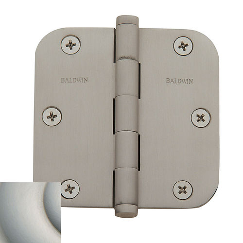 3-1/2" x 3-1/2" - 5/8" Radius Mortise Hinge Lifetime Satin Nickel Finish