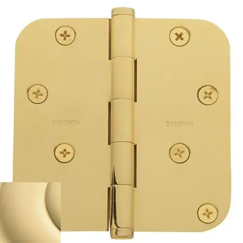 4" X 4" - 5/8" Radius Mortise Hinge Unlacquered Brass Finish