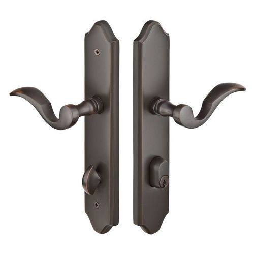Emtek 1181CUS10BLH Cortina Left Hand # 1 Multi Point Keyed Entry With American Cylinder With 2" X 10" Brass Concord Plates, Oil Rubbed Bronze Finish
