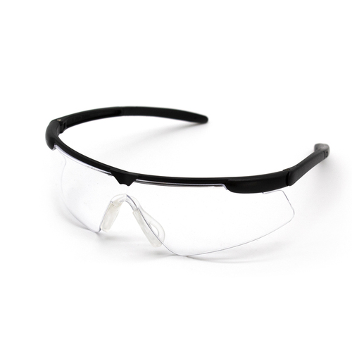 Wraparound Safety Eyewear - Black/Clear Lens