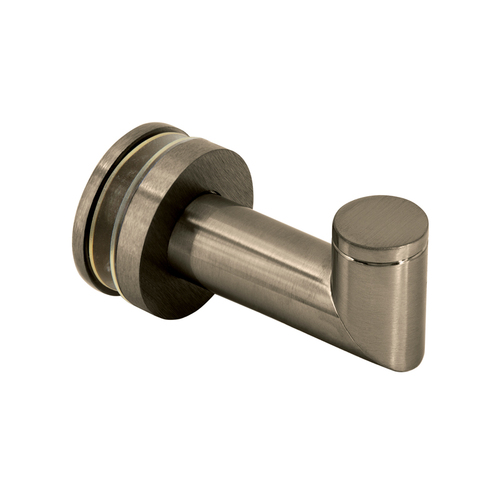 FHC MRH1BBRZ Mitered Thru-Glass Towel/Robe Hook for 3/8" and 1/2" Glass - Brushed Bronze