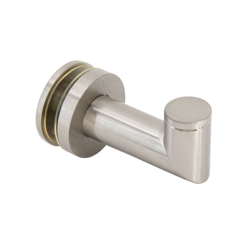FHC Mitered Thru-Glass Towel/Robe Hook for 3/8" and 1/2" Glass - Brushed Nickel