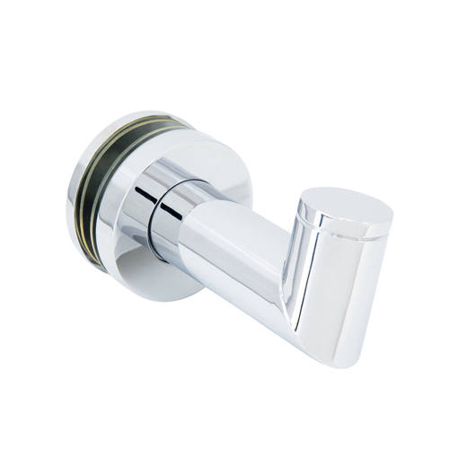 FHC MRH1CH Mitered Thru-Glass Towel/Robe Hook for 3/8" and 1/2" Glass - Polished Chrome