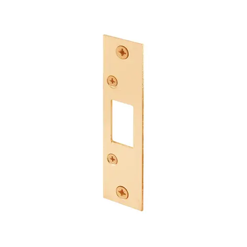 Deadbolt Strike - 1-1/8" x 4-7/8" - Stamped Steel - Brass Plated