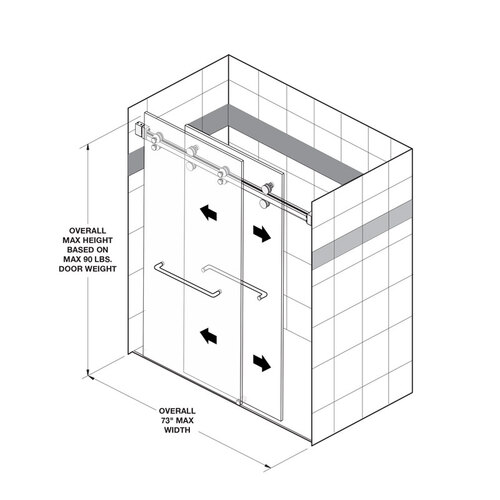 Napa Series 180 degree Sliding Shower Door Kit with 18" Towel Bar - Brushed Stainless