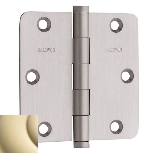 1/4" Radius Corner Hinge, Lifetime PVD Polished Brass